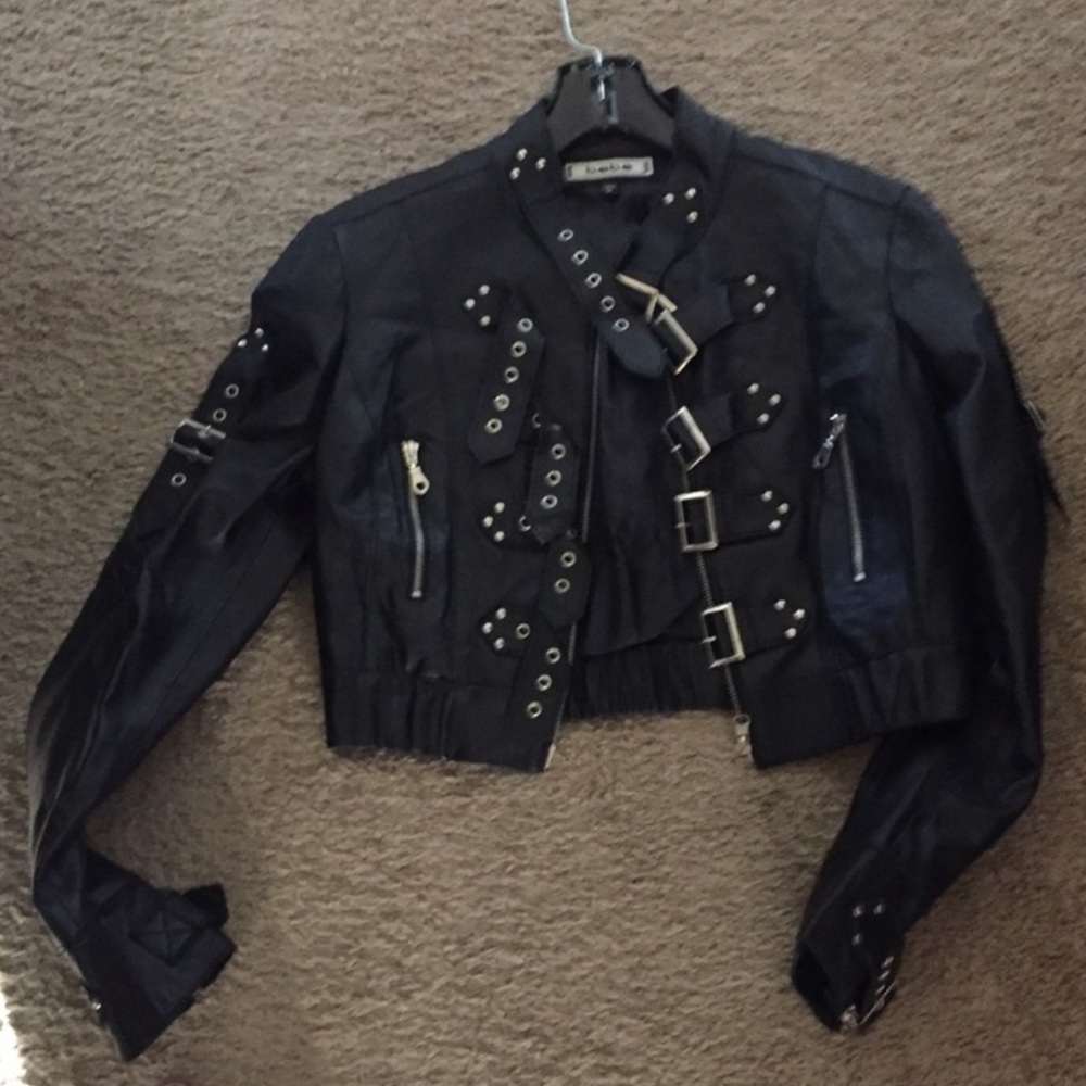 ISO Bebe Bike Leather Cropped Jacket Buckles